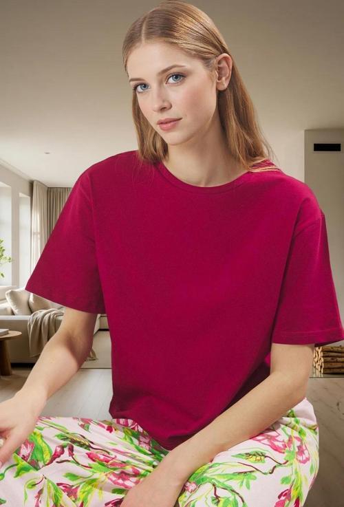Pamuklu Örme Pijama Takımı Çiçek Desenli Rahat ve Şık Premium Kalite Kullanım