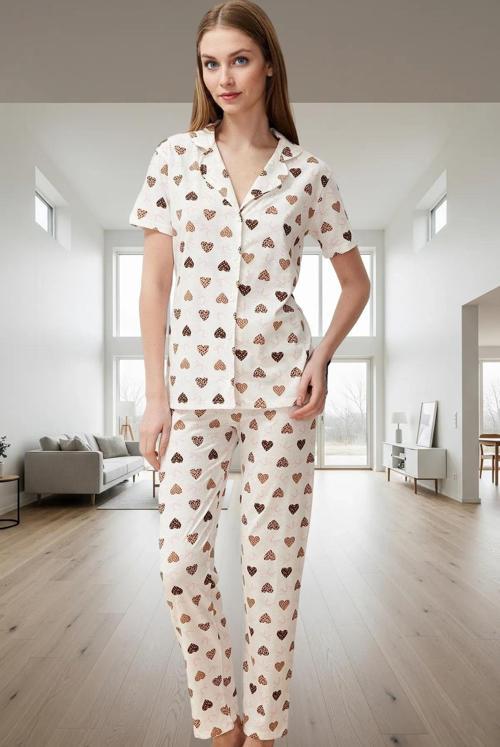 Kalpli Desenli Pamuk Pijama Takımı Rahat ve Şık Tasarım Kullanım Profesyonel Görünüm