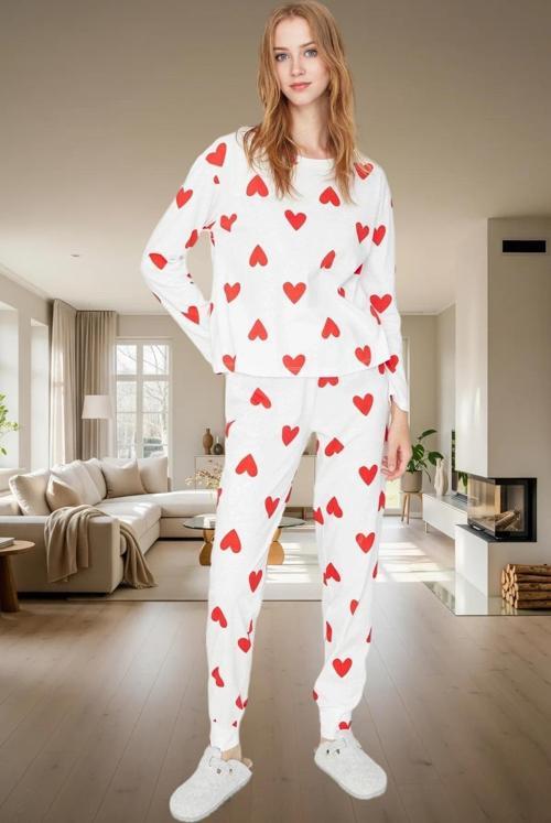 Pamuklu Kalpli Pijama Takımı Regular Kalıp Uzun Kollu Kışlık 2'li Konforlu Kesim