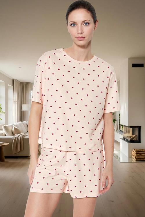 Puantiyeli Kalpli Pamuklu Pijama Takımı Rahatlık ve Şıklık Bir Arada Dayanıklı Malzeme