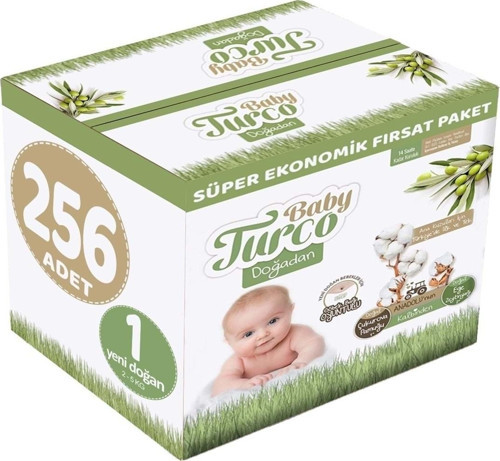 Bebek Bezi Doğadan Beden:1 (2-5kg) Yeni Doğan 256 Adet Süper Ekonomik Fırsat Pk