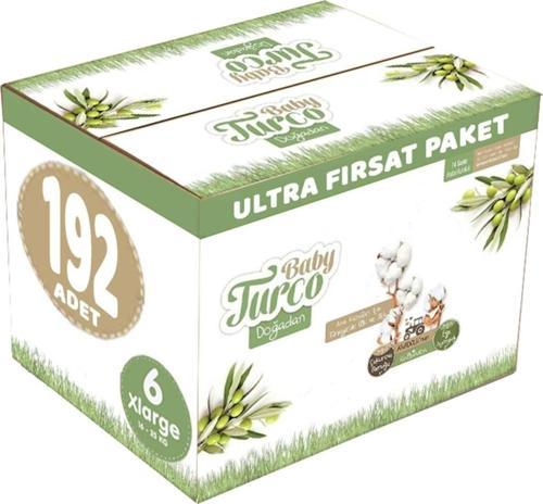 Bebek Bezi Doğadan Beden:6 (16-25kg) Xlarge 192 Adet Süper Aylık Pk