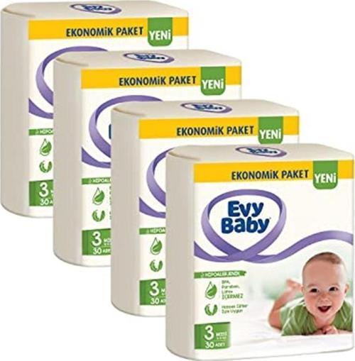 Bebek Bezi 3 Beden (5-9 Kg)midi %100 Doğal Pamuk, 120 Adet