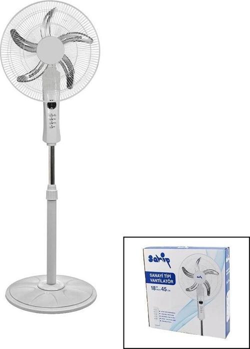 18 İnc 45 Cm Kumandalı  Sanayi Tipi Ayaklı Vantilatör 5-metal Pervane 3-kademe Hız 65w Y:137cm
