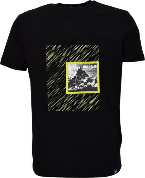 Erkek Sıfır Yaka Pano Baskılı Tişört BGL-ST03832