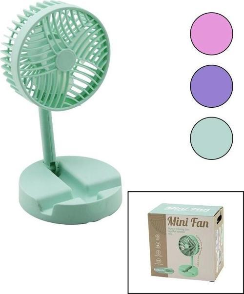 Mini Fan W-1630-a Sdr-b07 M.üstü Vantilatör Usb Şarjlı Katlanır Fan=12.5cm - Ayak=12.5cm 180 Derece 