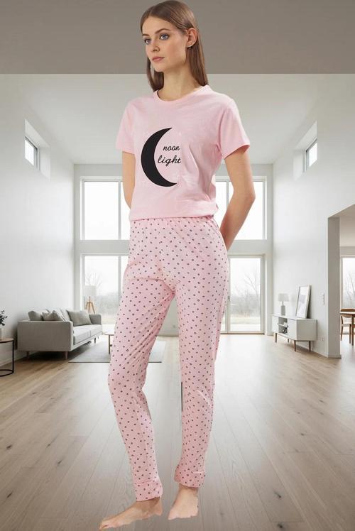 Rahat Ev Giyim Pijama Takımı; Galaksi Baskı Pamuklu 2'li Takım Trend Tasarım Mükemmel Uyum