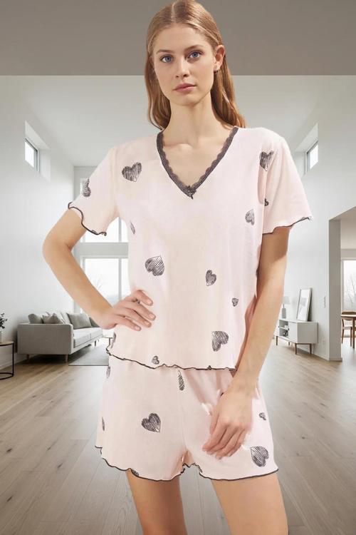 Kalpli Desenli Pamuklu Pijama Takımı Rahat ve Şık Ev Giyim Kaliteli İşçilik