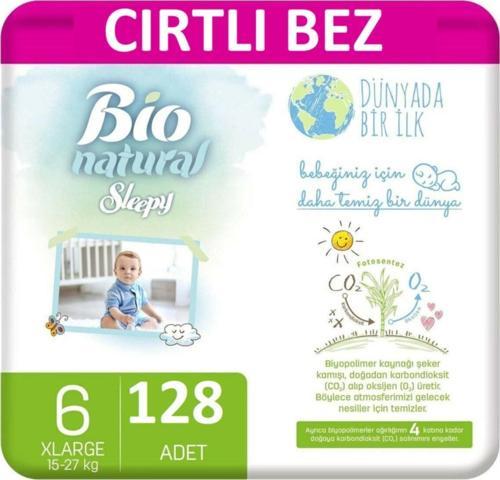 Bio Natural Bebek Bezi 6 Numara Beden Xlarge 128 Adet Cırtlı Bez
