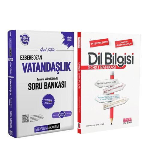 Pegem KPSS Vatandaşlık ve AKM Dil Bilgisi Soru Bankası Seti 2 Kitap