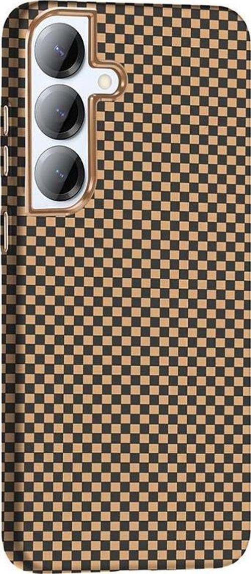 Galaxy S25 Kılıf M-safe Şarj Özellikli Karbon Fiber Görünümlü Gros Kapak Desert Titanyum