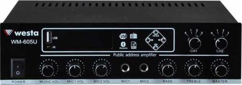WM-605U FM 2 Bölgeli 100W/100V FM Radyolu Mixer Amfi