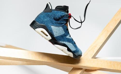 Air Jordan 6 Retro Washed Denim Sail Black Varsity Red-CT5350-401