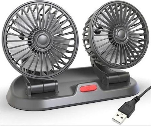 Ally F410 Usb Çift Başlıklı Araç Fanı Oto Vantilatör Fan 10w 2 Kademe Hız ayarı