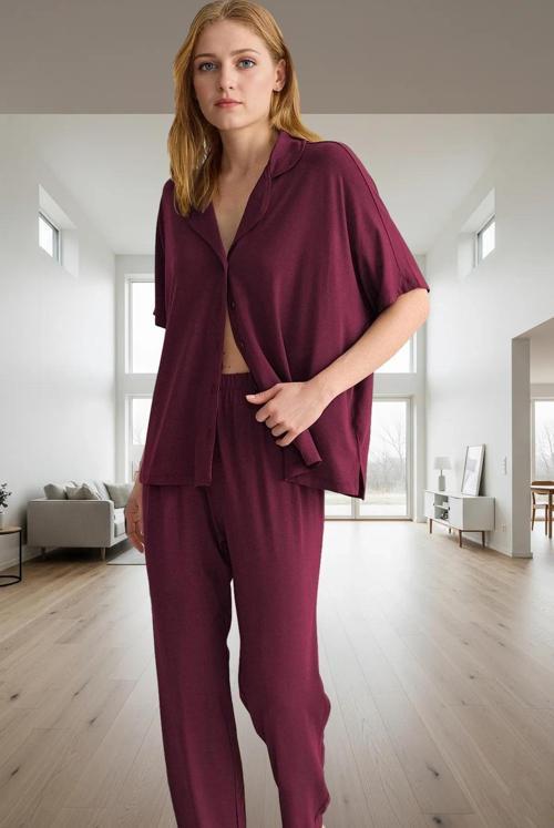 Viskon Pijama Takımı Sıcak Günler İçin Rahatlık Mükemmel Uyum Modern Stil Rahat Ve Şık