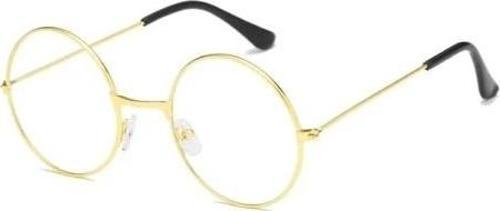 Yuvarlak Cam John Lennon Tarzı Hippi İmaj Gold Çerçeveli Şeffaf Gözlük