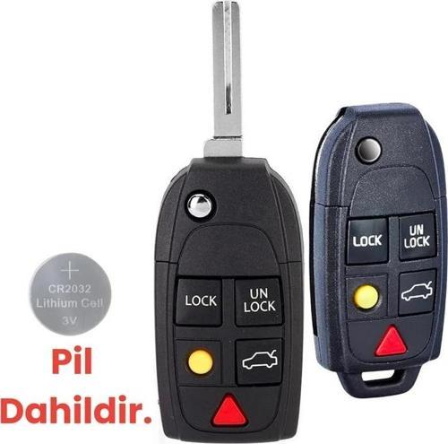 Volvo Sustalı 5 Tuşlu S60 S70 S80 S90 V70 XC70 XC90 Uzaktan Anahtar Kabı Anahtar Kılıfı
