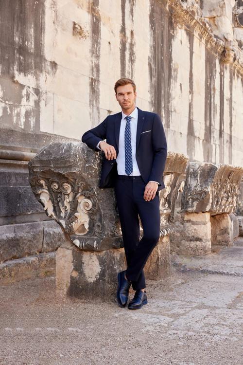 Erkek Lacivert Basic Düz Slim Fit Dar Kesim 6 Drop Takım Elbise