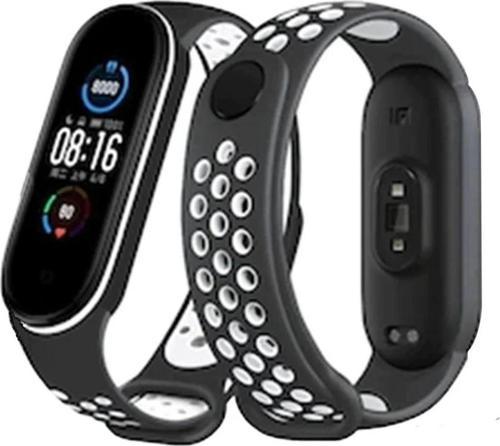 Xiaomi Mi Band 4 Spor Delikli Kordon - Siyah-Beyaz