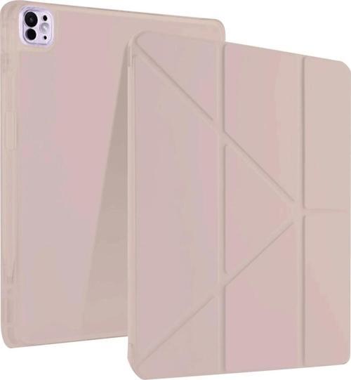 iPad Pro 13 (2024) Kılıf Kalemlikli Mars Tablet Kılıfı - Rose Gold