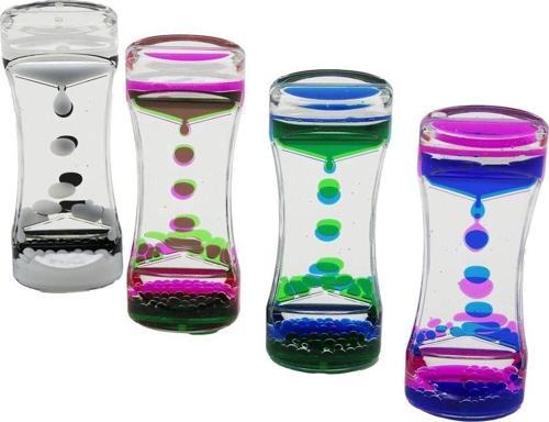 Çift Renk Su Çift Katlı Dar Şişe Model  Sulu Kum Saati Mika Akrilik Plastik 13.7 X 5.2 X 3.3cm