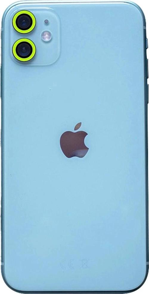 iPhone 11 Neon Fosforlu Kamera Lens - Yeşil