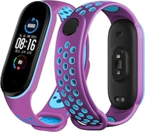 Xiaomi Mi Band 6 Spor Delikli Kordon - Mor-Mavi