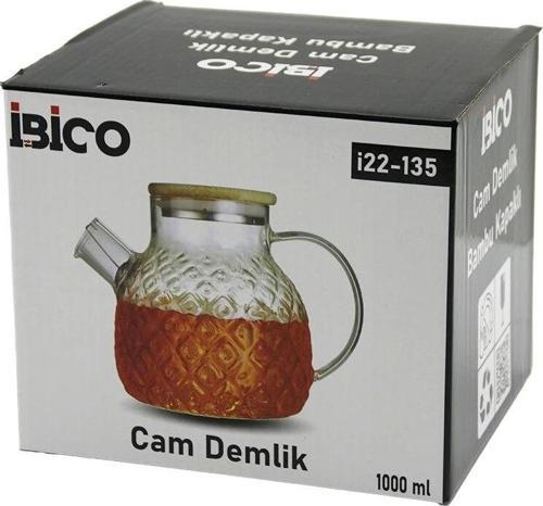 1000ml Abartma Desen Cam Demlik   Bambu Dış Yüzey - Metal İç Yüzey - Silikon Contalı Kapak