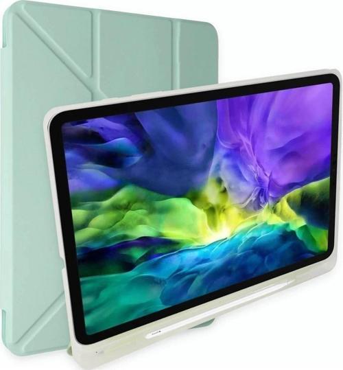 iPad 10.2 (8.nesil) Kılıf Kalemlikli Mars Tablet Kılıfı - Açık Yeşil