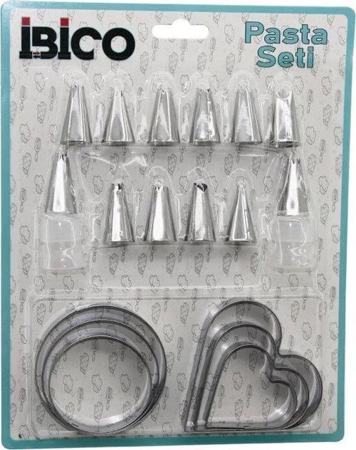 20pcs Pasta Süsleme Uç Seti= 12-metal Kurabiye Kalıp Metal=3-kalp - 3-yuvarlak 2-uç Tutucu Pls.adapt