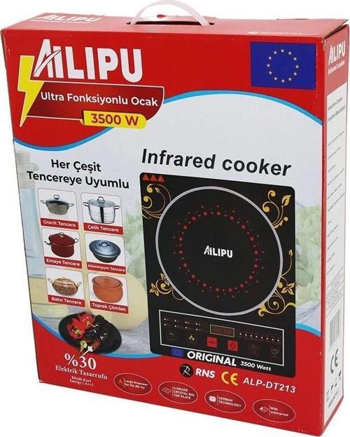 Dijital Tekli Elektrikli Ultra Fonksiyonlu Ocak 3500w Kızılötesi Pişirici Zamanlayıcı Dokunmatik Alp