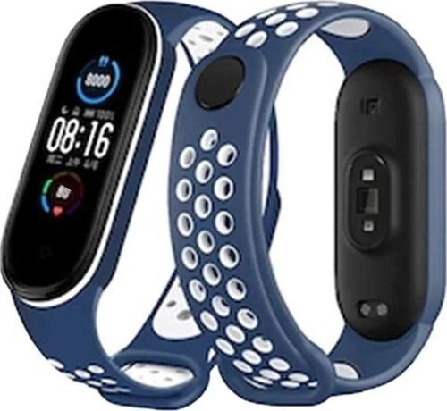 Xiaomi Mi Band 7 Spor Delikli Kordon - Lacivert-Beyaz