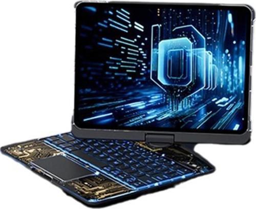 JP12.9 iPad Pro 12.9 (2022) Kılıf Vales Dönen Ledli Klavyeli Tablet Kılıfı - Siyah