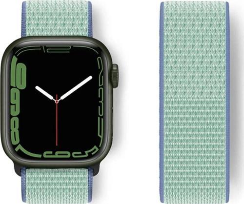 Apple Watch 42mm Hasırlı Cırtcırtlı Kordon - Mavi-Turkuaz