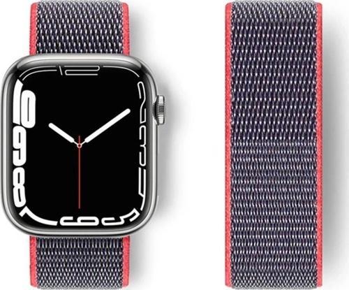 Apple Watch 42mm Hasırlı Cırtcırtlı Kordon - Pembe