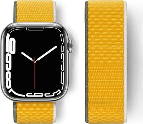 Apple Watch 42mm Hasırlı Cırtcırtlı Kordon - Sarı