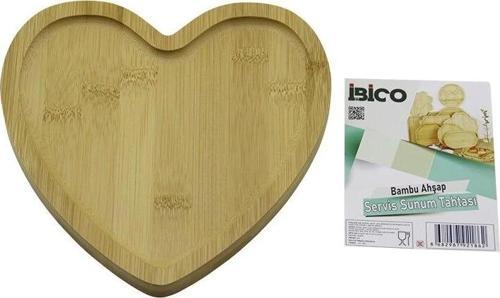 Kalp Model Ahşap Bambu Servis Sunum Tepsi - Tahtası 20.5 X 19.5 X 1.4cm