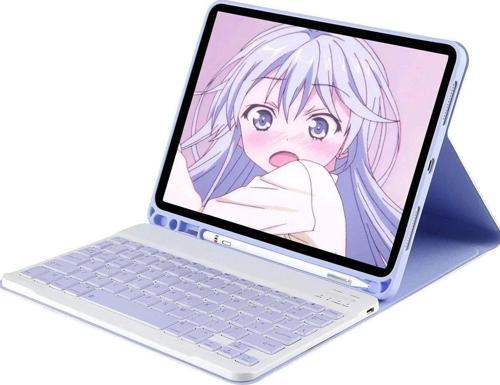 iPad 5 Air 9.7 Kılıf KC01 Smart Klavyeli Tablet Kılıfı - Lila