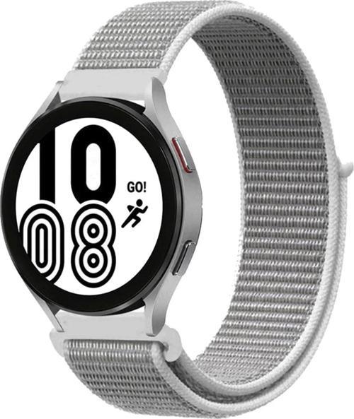 Samsung Galaxy Watch 4 Hasırlı Cırtcırtlı Kordon - Beyaz