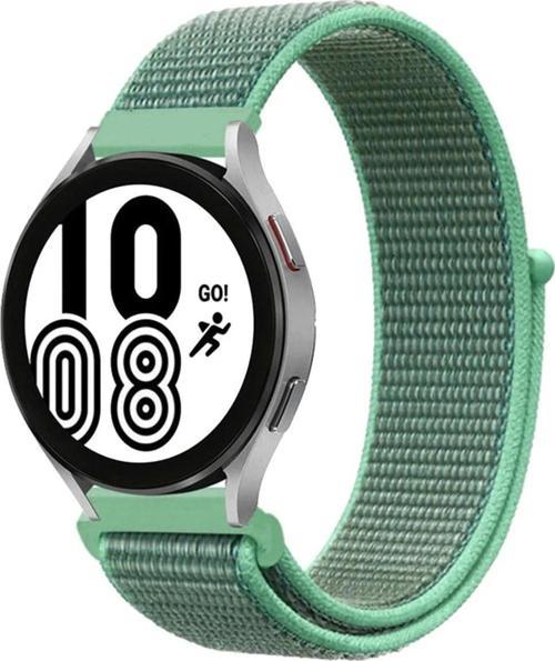 Samsung Galaxy Watch 4 Hasırlı Cırtcırtlı Kordon - Turkuaz