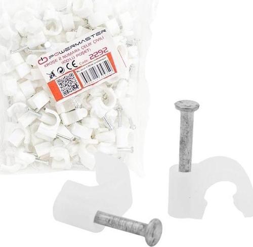 Kroşe 2 Numara Çelik Çivili 6 Mm (data - Anten Kabloları İçin) 100lü Poşet
