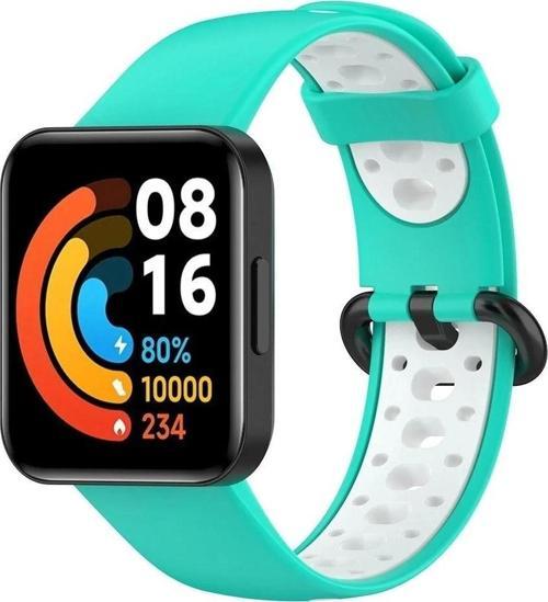 Xiaomi Redmi Watch 2 Spor Delikli Kordon - Turkuaz-Beyaz