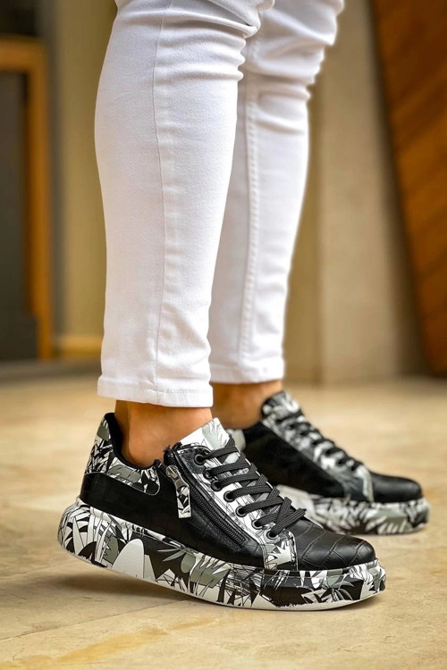 KB-02 Kuback Bağcıklı Crocodile Siyah Siyah Günlük Erkek Ayakkabı