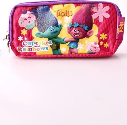 Trolls Lisanslı Çift Bölmeli Pembe Kalem Çantası , Kalemlik, Kalem Kutusu