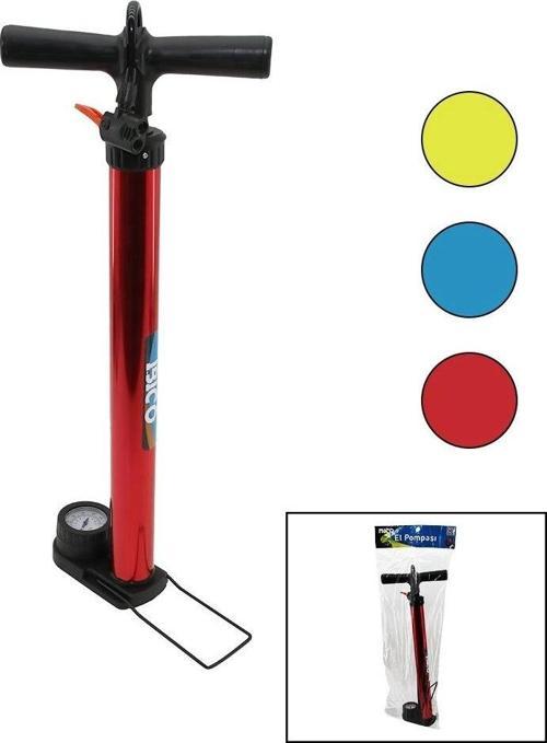 Saatli İran El Pompası Metal Gövde Plastik Kol - Altlık 55 Cm Top - Bisiklet - Motor