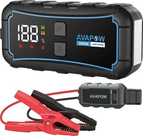 E5 Pro 12000mAh 2000A Jump Starter Taşınabilir Akü Takviye Kiti (Powerbank + LCD + LED Işık)