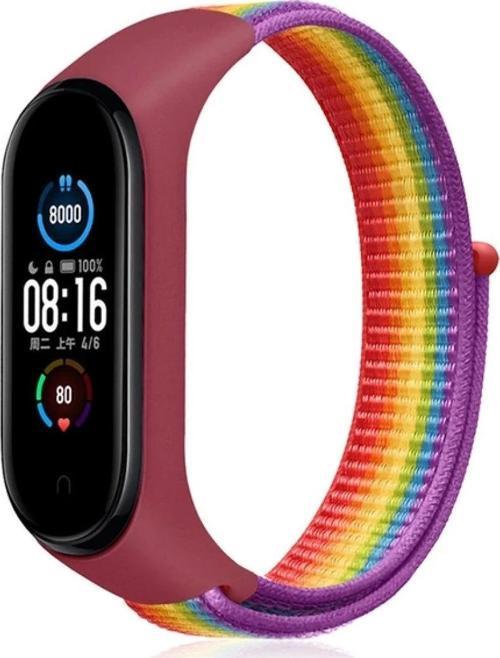 Xiaomi Mi Band 4 Hasırlı Cırtcırtlı Kordon - Gökkuşağı