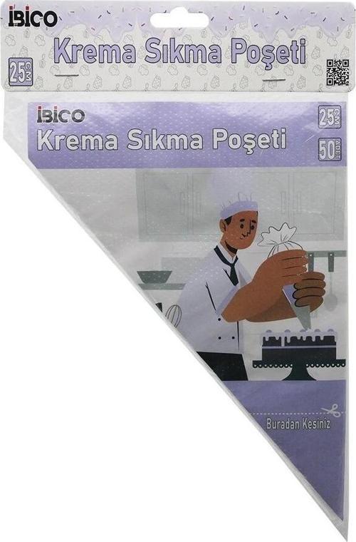 Naylon 25cm 50pcs Krema Sıkma Poşeti Torbası