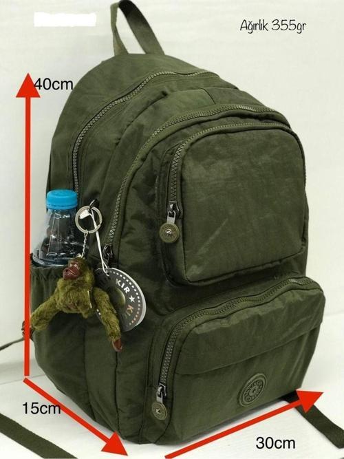 Capcanlı Renkli Çok Gözlü Geniş Hacimli Suya Dayanıklı Okul Çantası Krinkıl Kumaş Sırt Çantası