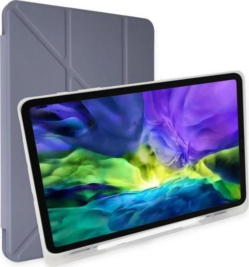iPad Pro 12.9 (2021) Kılıf Kalemlikli Mars Tablet Kılıfı - Lila